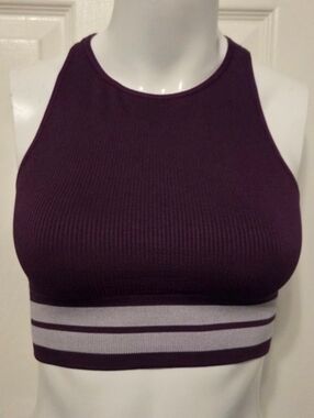 Spiritual Gangster Racerback Sports Bra/ Crop Top - Purple - Size Medium / Large